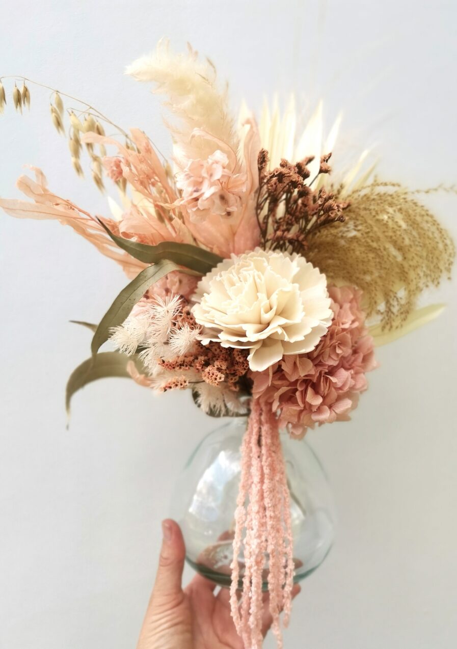 blush-pink-and-white-dried-flowers-bouquet-in-a-designer-bulb-shaped-vase
